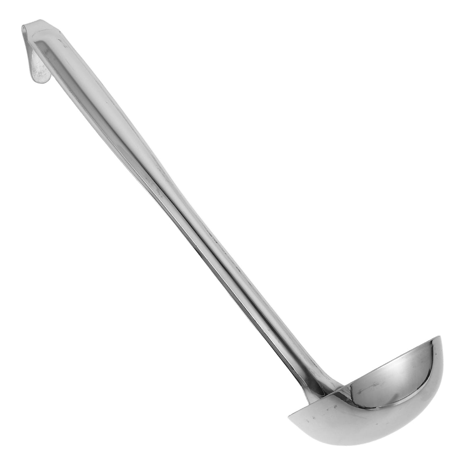 DEARMAMY 80ml Stainless Steel Deep Soup Ladle with Hook, Thickened Long Handle Culinary Spoon for Home and Buffet Serving