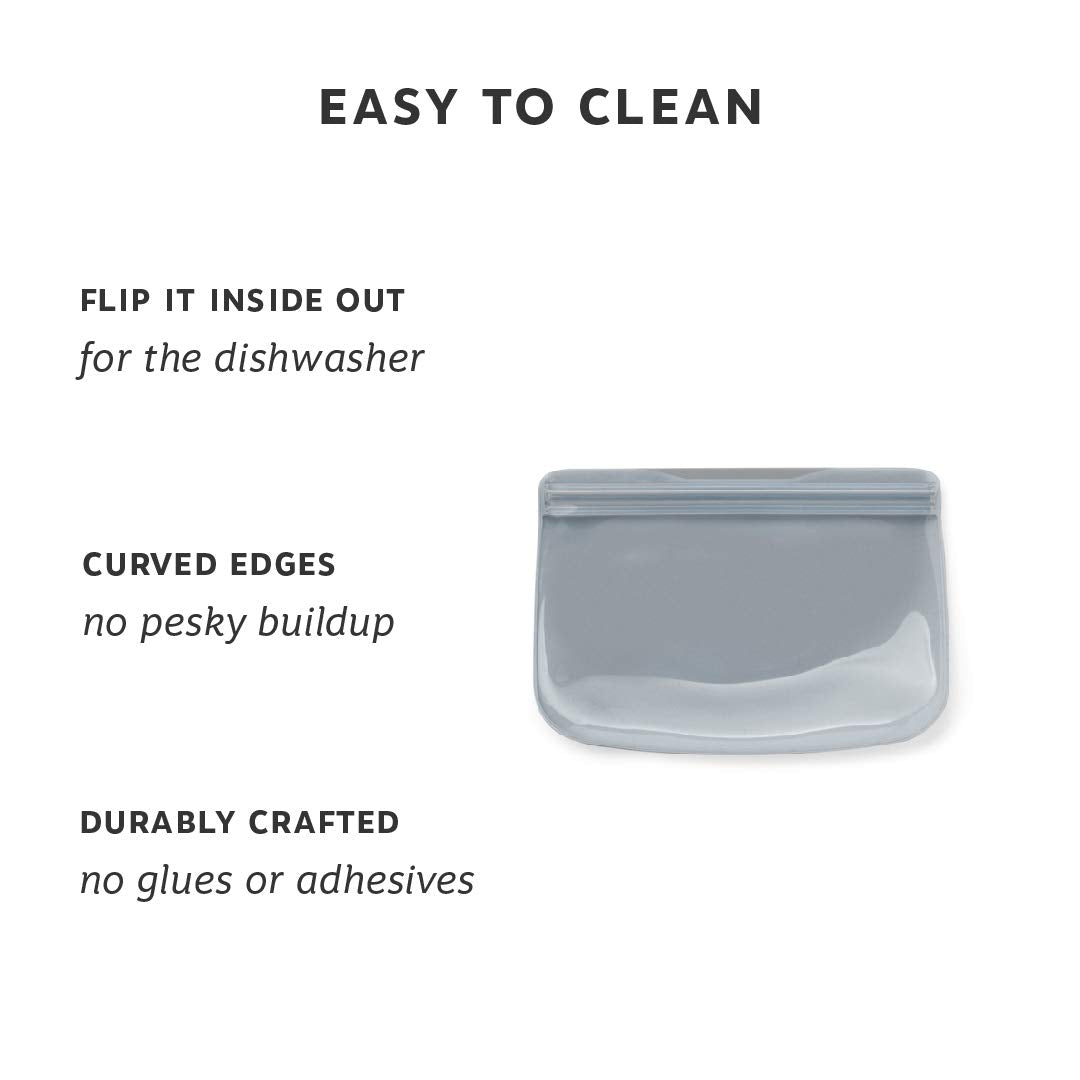 W&P Porter Silicone Reusable Storage Bag, Sandwich (10Oz Flat), Slate, Food Storage Container, Microwave And Dishwasher Safe, Ea