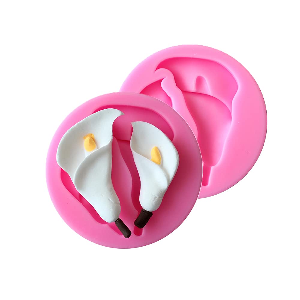 Cestony 2Pcs Calla Lily Flowers Silicone Molds For Diy Cake Fondant Biscuit Cookies Soap Sugar Pudding Chocolate Hard Candies De