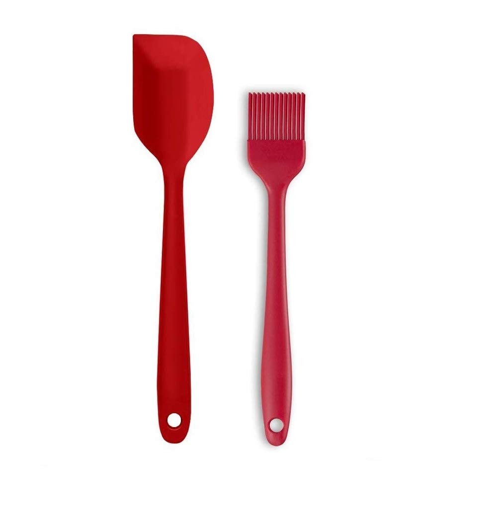 PPlus International Silicone NonStick Heat Resistant Kitchen Utensil| Spatula Big 27Cm+Silicone Basting Brush 21Cm|Pack Of 2 R