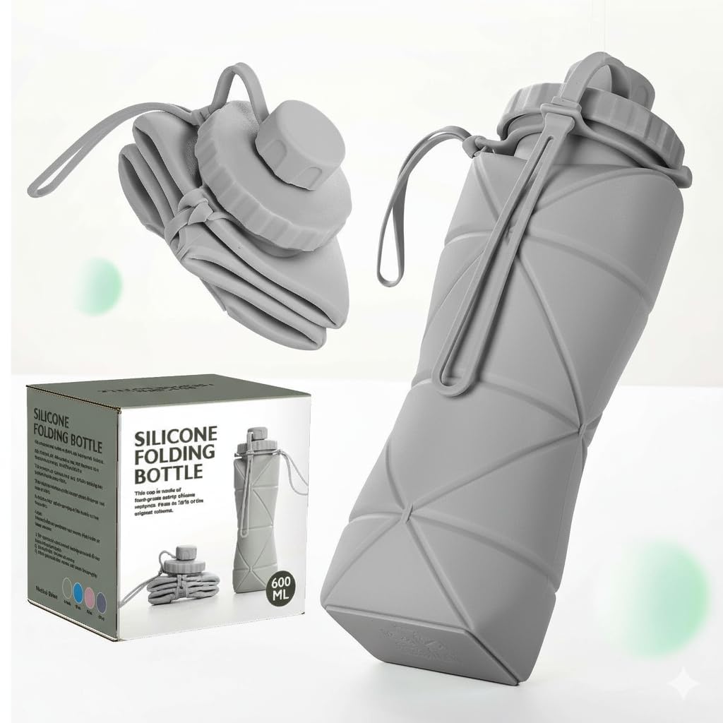 Jmax Folding Silicone Water Bottle | Collapsible Travel Water Bottle For Gym, Office, School, Cycling, Hiking & Outdoor Sports |