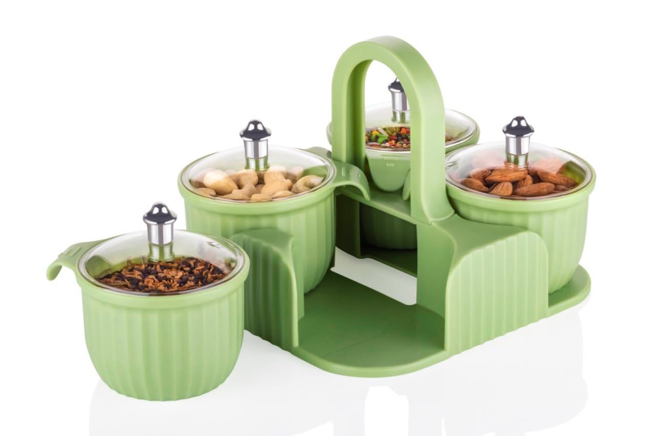 Harshlove Multipurpose Spice Rack  Multipurpose Plastic Dry Fruit Box Jar Set Aachar Pickle Container Mukhwas Tray Dining Spice