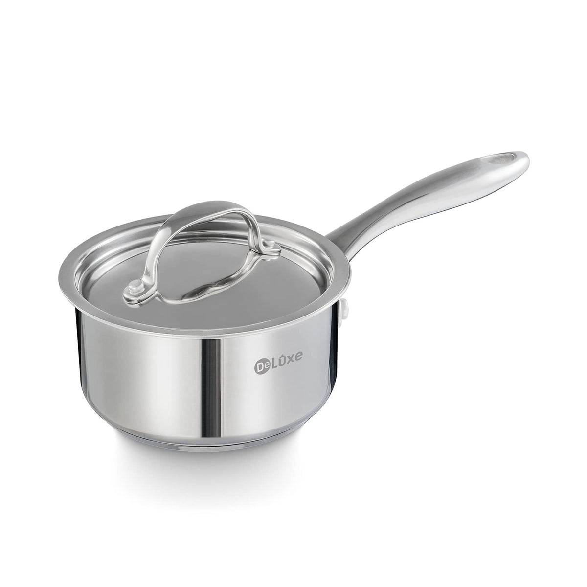 Deluxe Sauce Pan With Lid, 1 Quart Stainless Steel Saucepan With Stay-Cool Handle, Multipurpose Cooking Pot For Sauces Pasta, Su