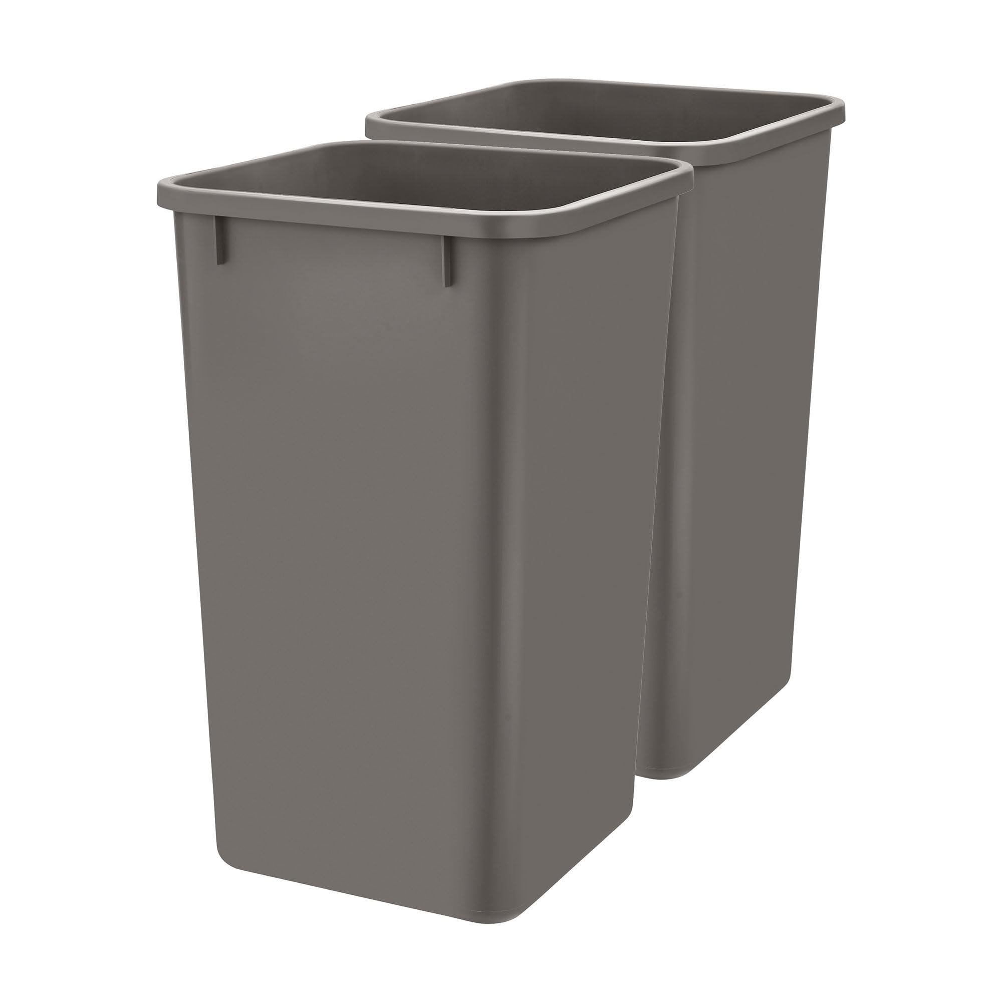 Rev-A-Shelf Polymer Replacement 27 Quart Trash Bin Recycle Waste Garbage Container For Kitchen Cabinet Pullouts, Orion Gray, 2 P