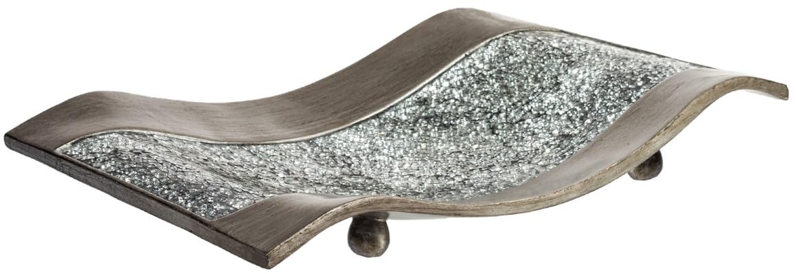 Creative Scents Schonwerk Centerpiece for Dining Room - Crackled Mosaic Design- Home Coffee Table Decor Decorations Centerpiece for Dining/Living Room - Best Wedding Gift (Silver)