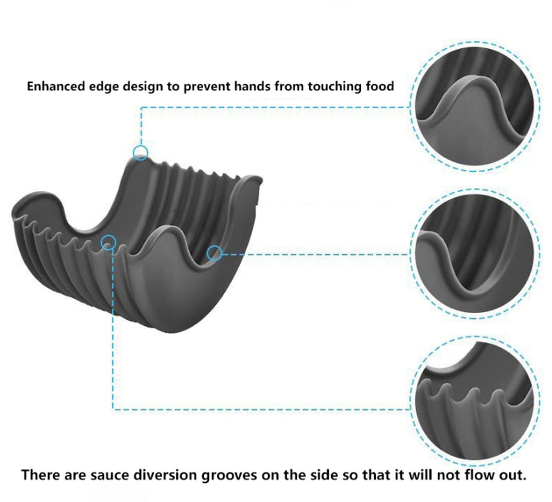 Yfeiqi Contact-Free Burger Holder Clip, Retractable-Reusable-Washable Food Grade Silicone Hamburger/Sandwich Clip, Burger Holder