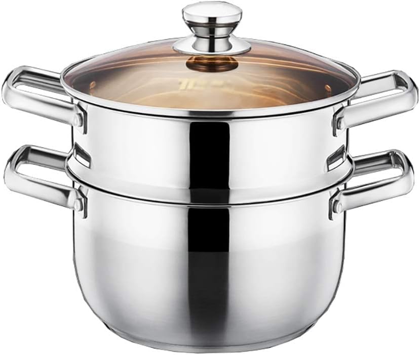 Yorwan Steel Steamer / 22Cm Steamer For Cooking/Vegetable Idli Modak Momo Steamer With Strong Riveted Handles/Food Steamer With 