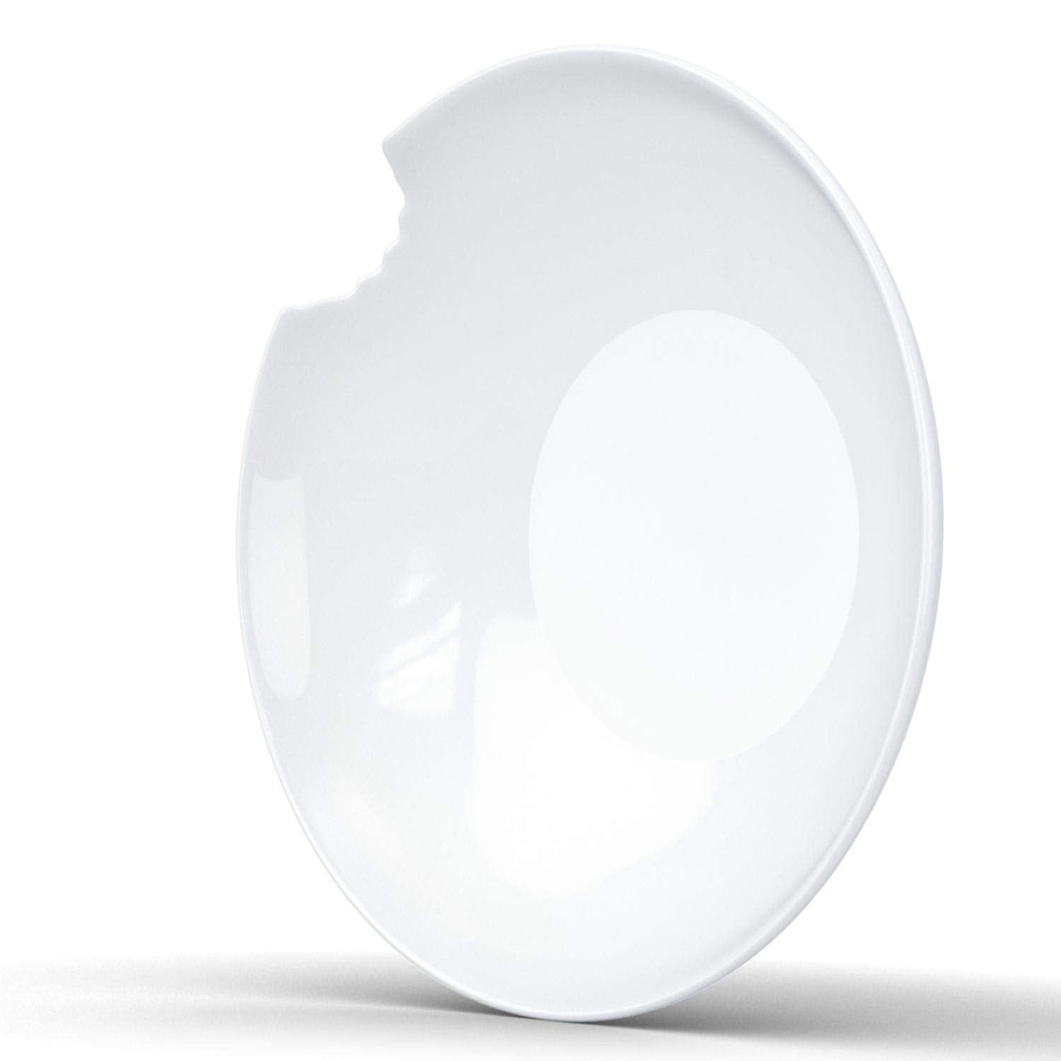 FIFTYEIGHT PRODUCTS TASSEN Porcelain Small Deep Plates With Bite Mark  7.1 Inch  White (Set of 2 Plates)