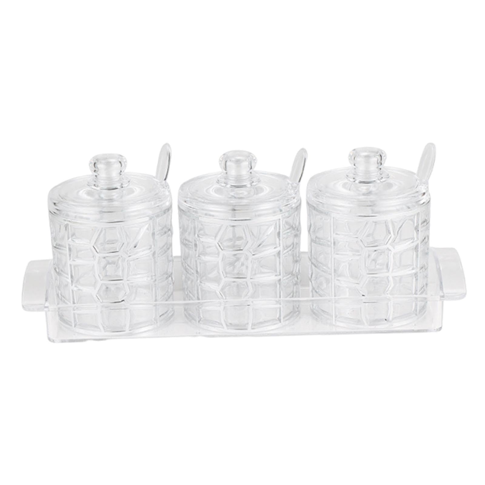 HEAVENGLOW Acrylic Condiment Jar Spice Organizer Seasoning Box for Pepper Sugar Paprika Clear 3 Pieces| Spice Jars & Racks