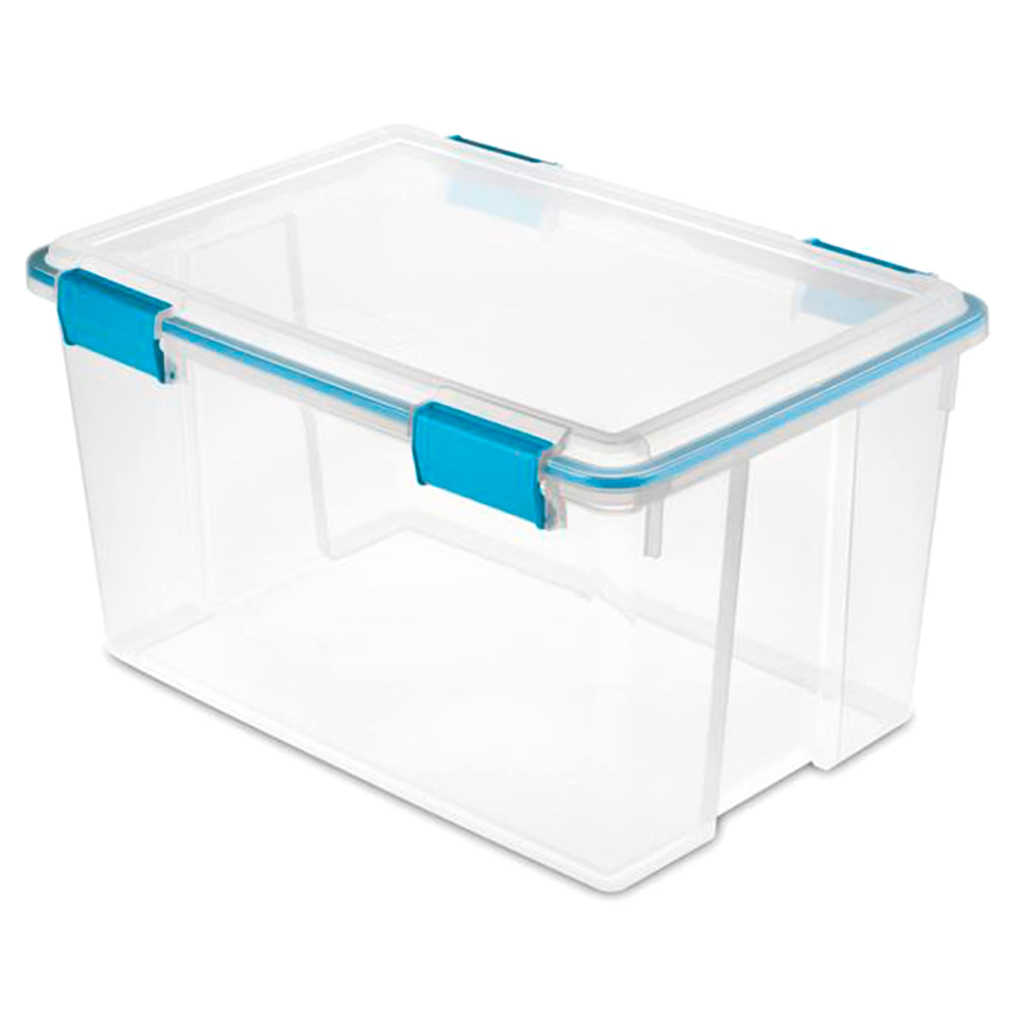Sterilite 54 Qt Gasket Box, Stackable Storage Bin With Latching Lid And Tight Seal, Plastic Container To Organize Basement, Clea