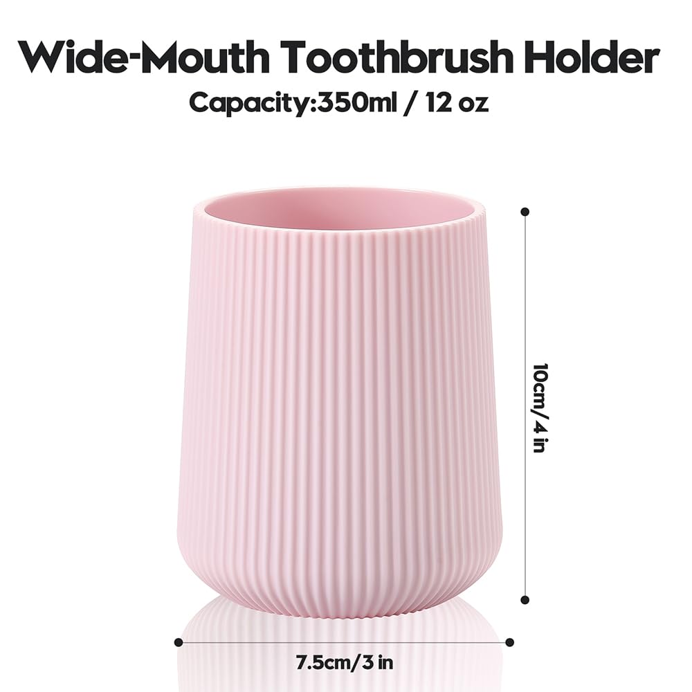 YAUKPH Pink Striped Toothbrush Holder for Electric Toothbrushes Bathroom Organizer for Toothpaste Kids & Adults