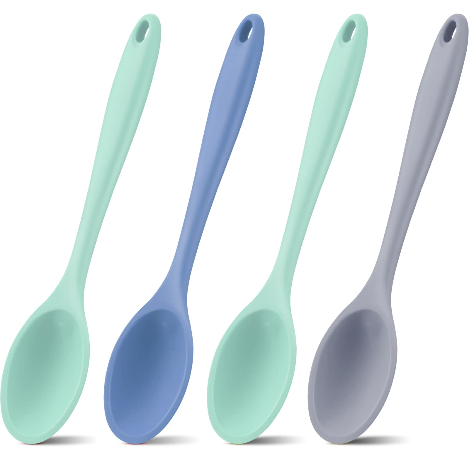 4 Pieces Silicone Mixing Spoon For Cooking Heat Resistant, Large Silicone Basting Spoon Utensil Spoon Non-Stick Serving Spoon Fo