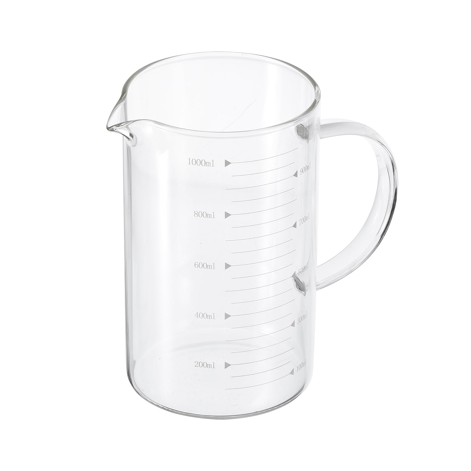 Patikil 1000Ml Glass Measuring Cup, 3.3 Borosilicate Glass Graduated White Printed Scale Liquid Measure Cups Beaker With V-Shape