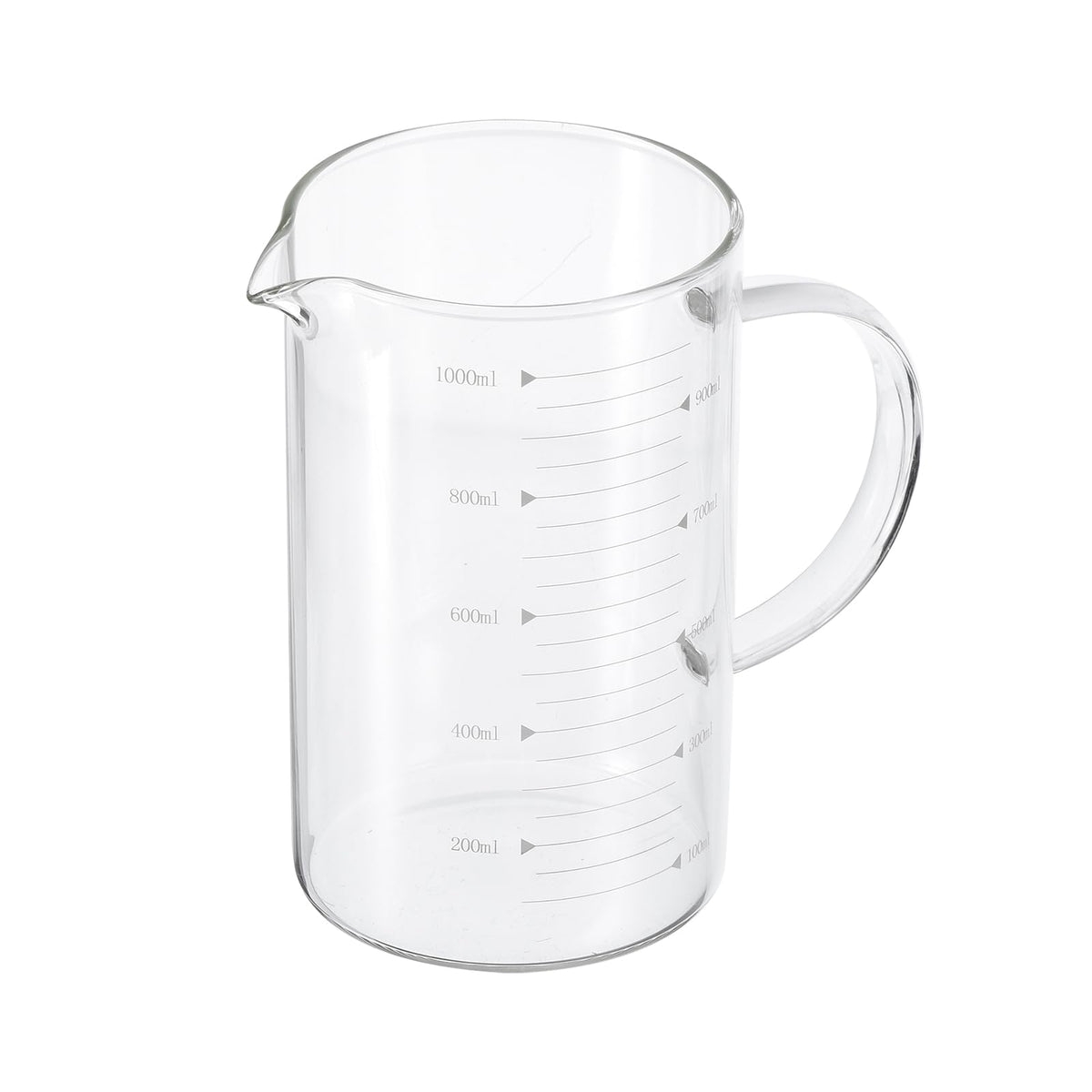 Patikil 1000Ml Glass Measuring Cup, 3.3 Borosilicate Glass Graduated White Printed Scale Liquid Measure Cups Beaker With V-Shape