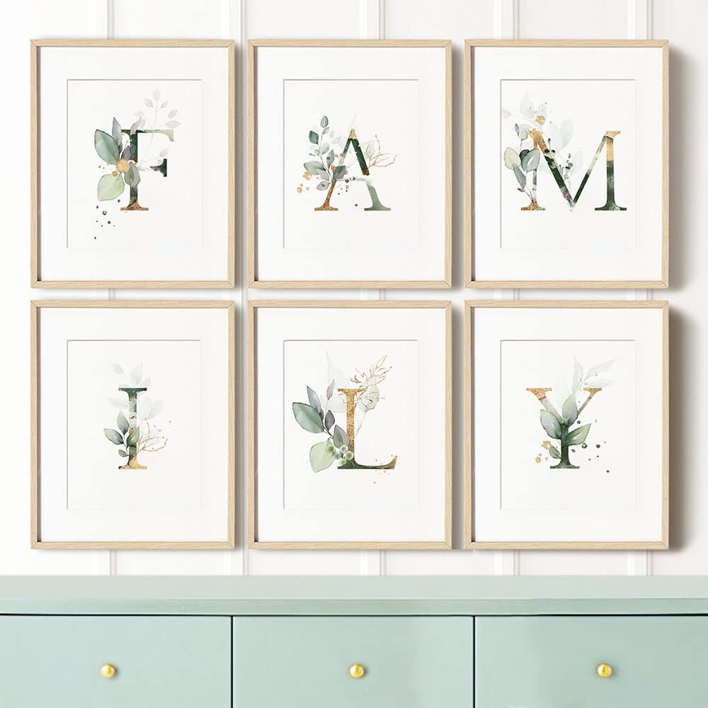 Family Theme Botanical Simple Life Green Leaf Painting Bathroom Wall Decor Art Print Set Of 6 (8   X10   ), Boho Leaf Eucalyptus