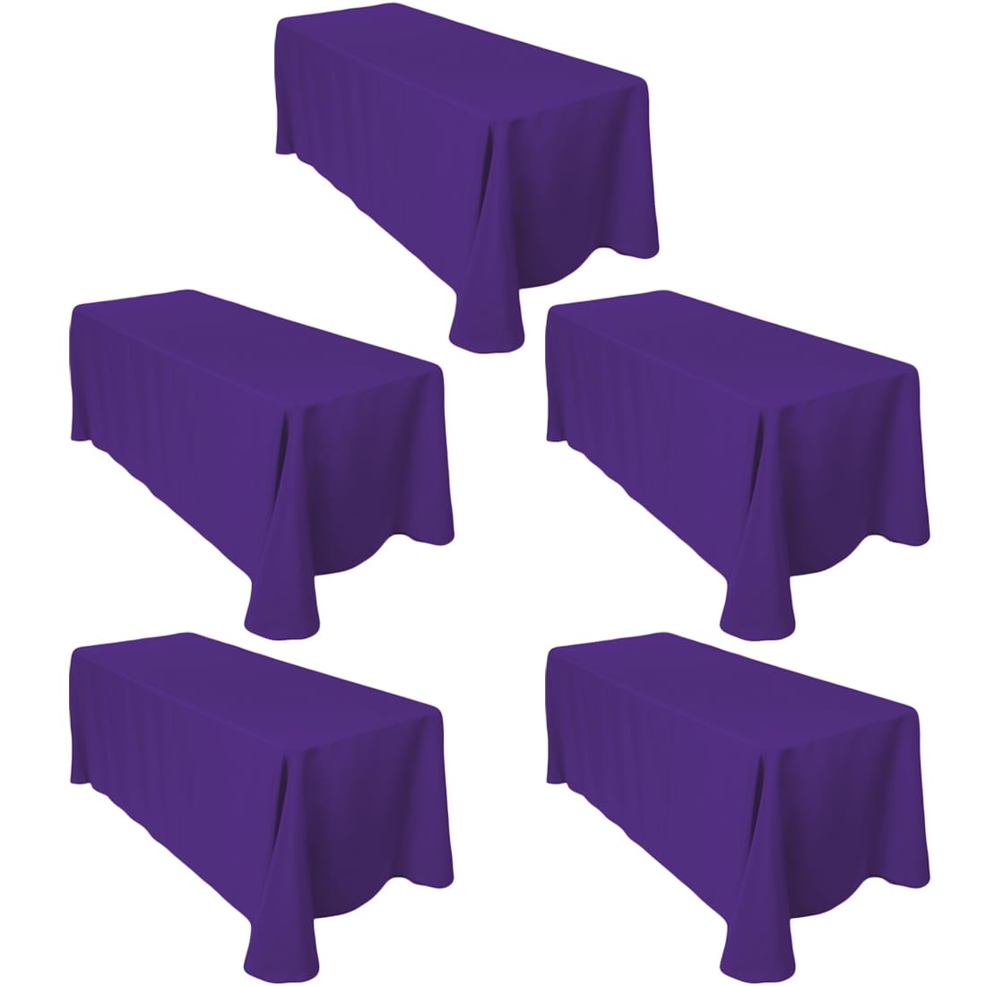 Ltc Linens 5-Pack Rectangular Tablecloths 90 In X 132 In With Rounded Corners - Purple Table Cloths For 6 Ft Rectangle Tables Fl
