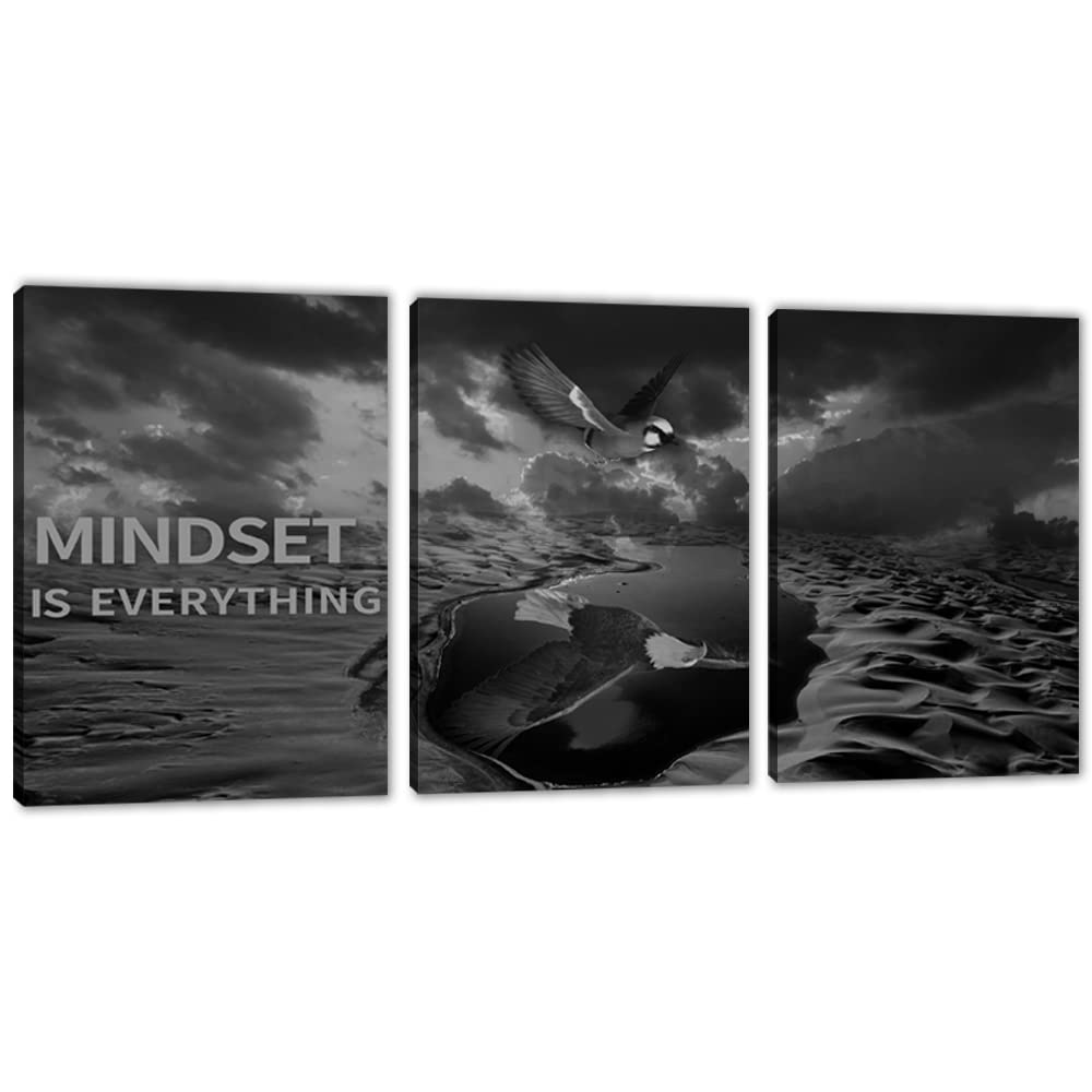 3 Panels Inspirational Canvas Painting Wall Art Motivational Wall Art Success Framed Poster Grind Hustle Positive Quotes Wall Po