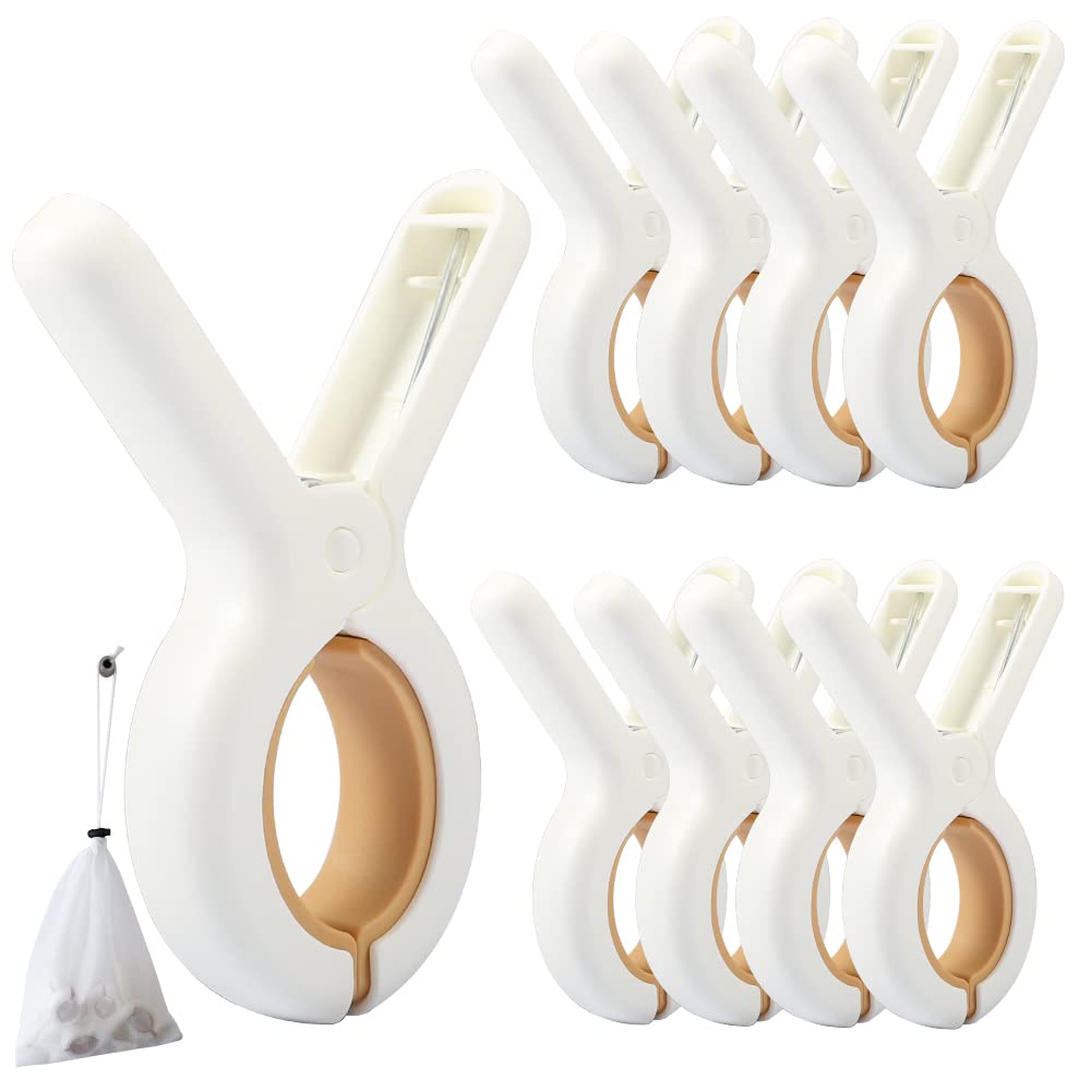 Pamiso 9 Pcs Beach Chairs Towel Clips,Quilt Drying Clip, Plastic Clothespins, Strong Grip Holder To Dry Laundry On Clothesline A