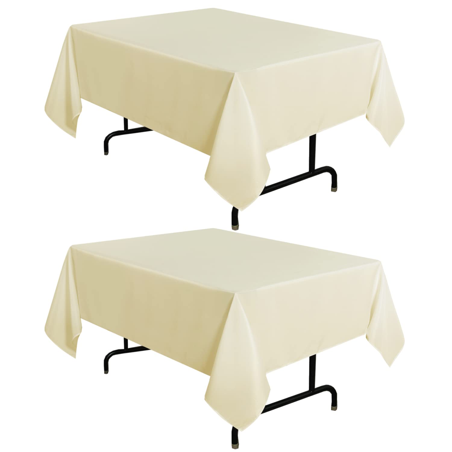 Sancua 2 Pack Beige Tablecloth 54 X 54 Inch, Stain And Wrinkle Resistant Square Table Cloth - Washable Polyester Table Cover For