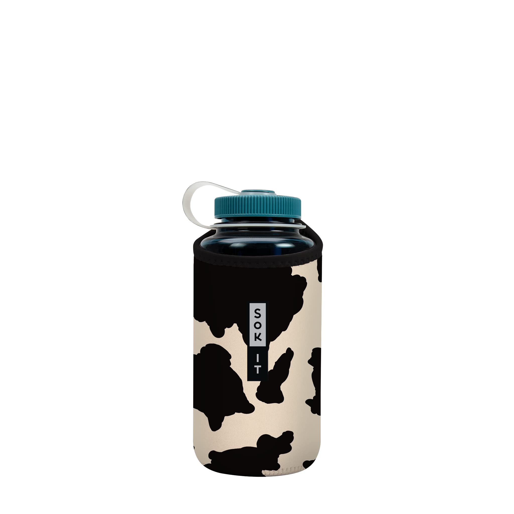 Sok It BotlSok Water Bottle Sleeve Insulated Neoprene Cover (Cow Print, Fits 32oz Nalgene)