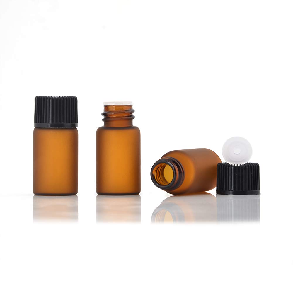 Enslz 3Ml 50Pcs Mini Amber Glass Essential Oils Sample Bottles Empty Refillable Brown Glass Perfume Bottles (3Ml)