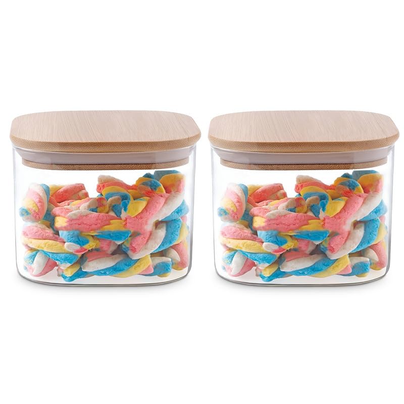 Allo 220Ml Kitchen Storage Box Glass Jars With Wooden Lids  Borosilicate Glass Food Storage Containers Airtight Glass Jar For T