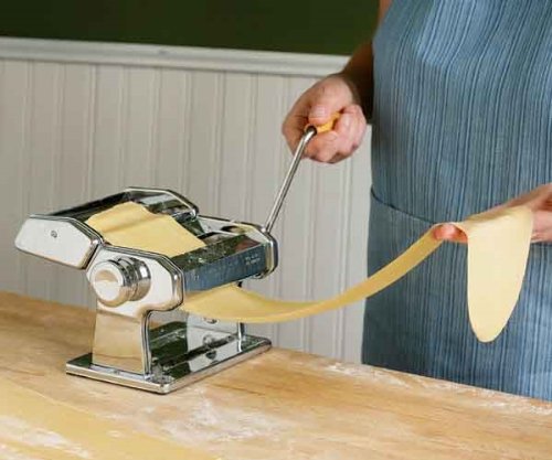 Pasta Maker Machine by Imperia- Heavy Duty  Italy Made Steel construction w Easy Lock Dial and Wood grip Handle- Make Fresh Homemade Authentic Italian Pasta Noodles - Model 190