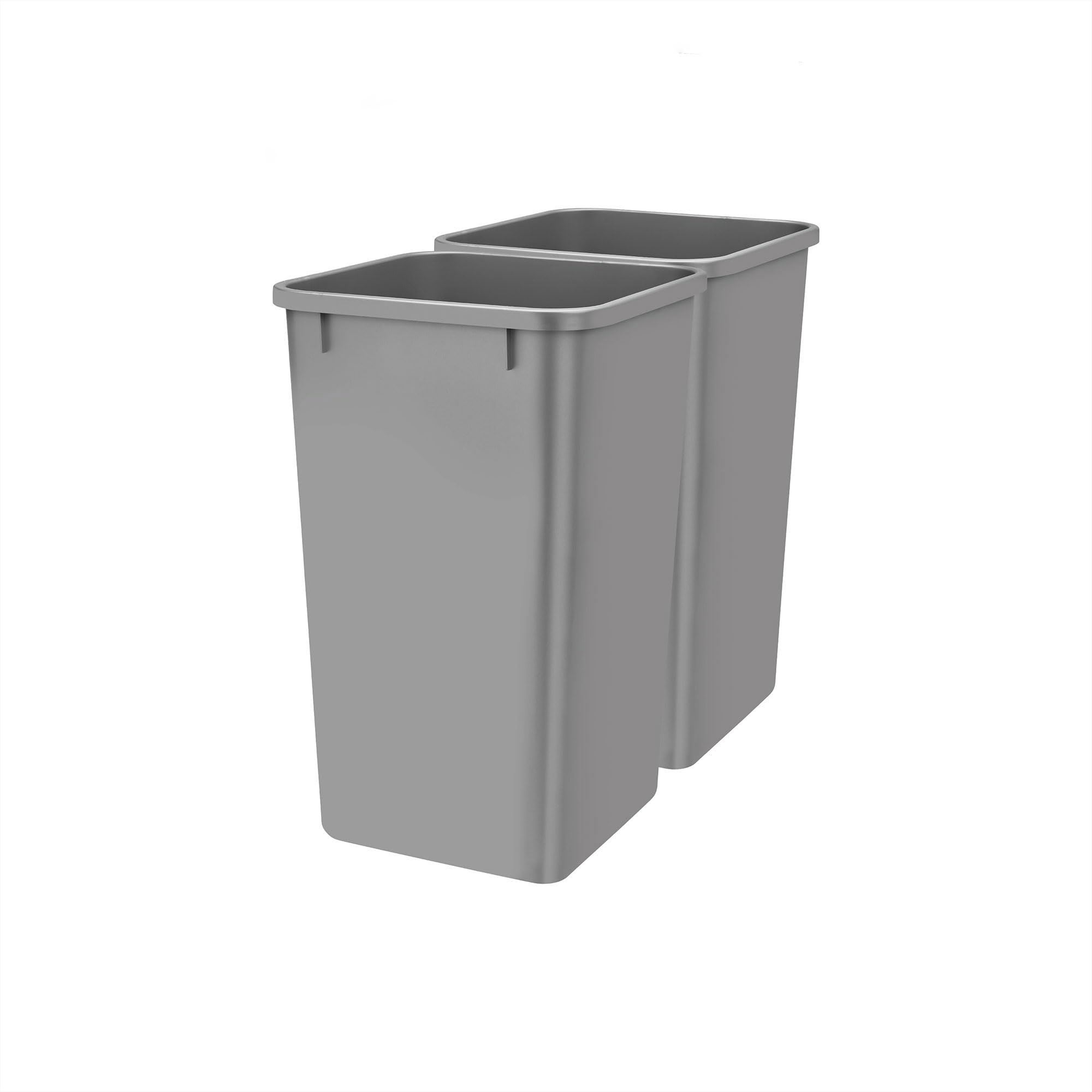 Rev-A-Shelf Polymer Replacement 27 Quart Trash Bin Recycle Waste Garbage Container For Kitchen Cabinet Pullouts, Metallic Silver