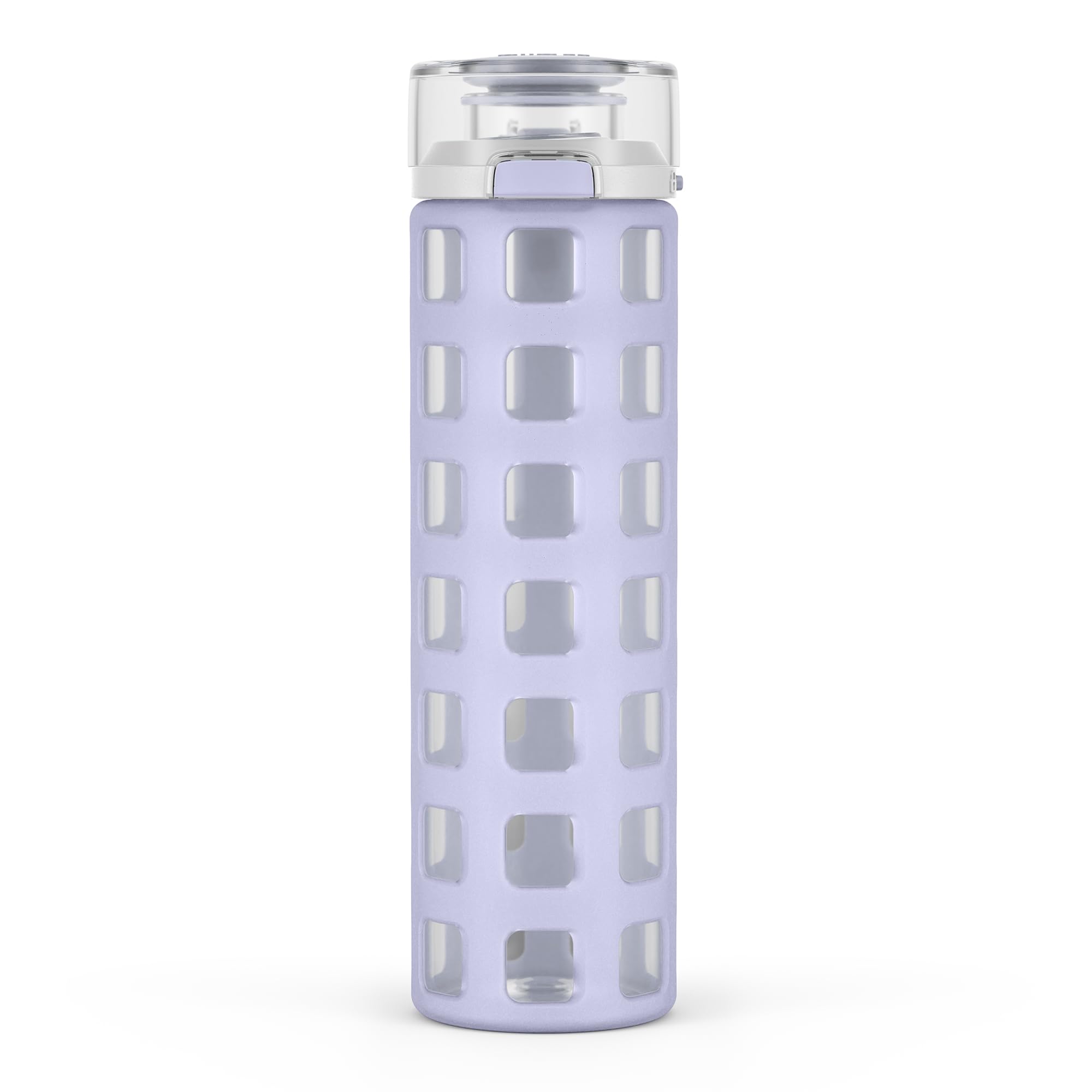 Ello Syndicate 20oz Reusable Glass Water Bottle with One-Touch Leak Proof Flip Lid, Protective Non-Slip Silicone Sleeve, Carry L