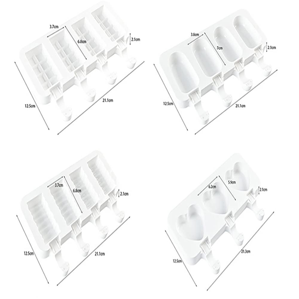 Elane 4 Pcs Ice Popsicle Molds,Silicone Ice Pop Molds,Silicone Popsicle Molds With Sticks (25 Pcs Colored Popsicle Sticks)