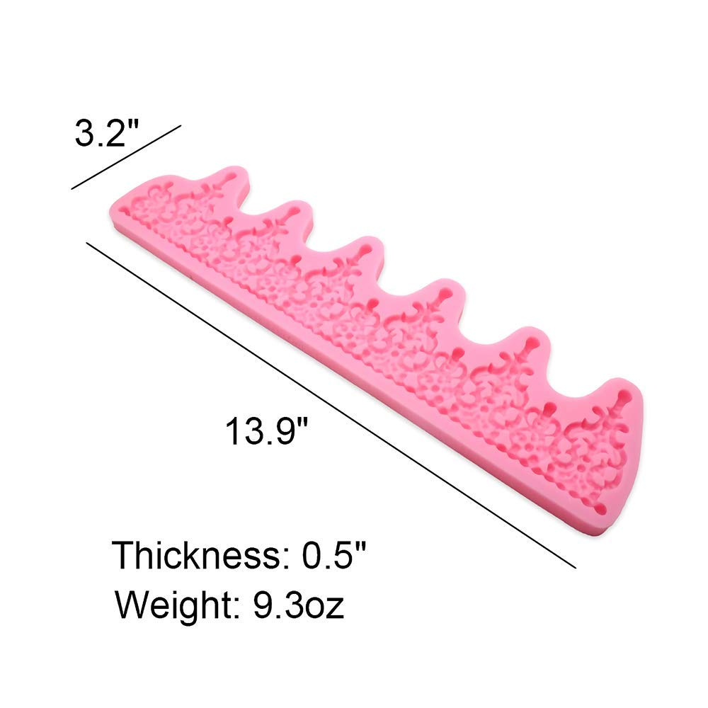 13 Inch Long 3D Crown Silicone Fondant Mold Lace Cake Border Moulds Gumpaste Sugarcraft Mould For Wedding Decoration Cake Decora