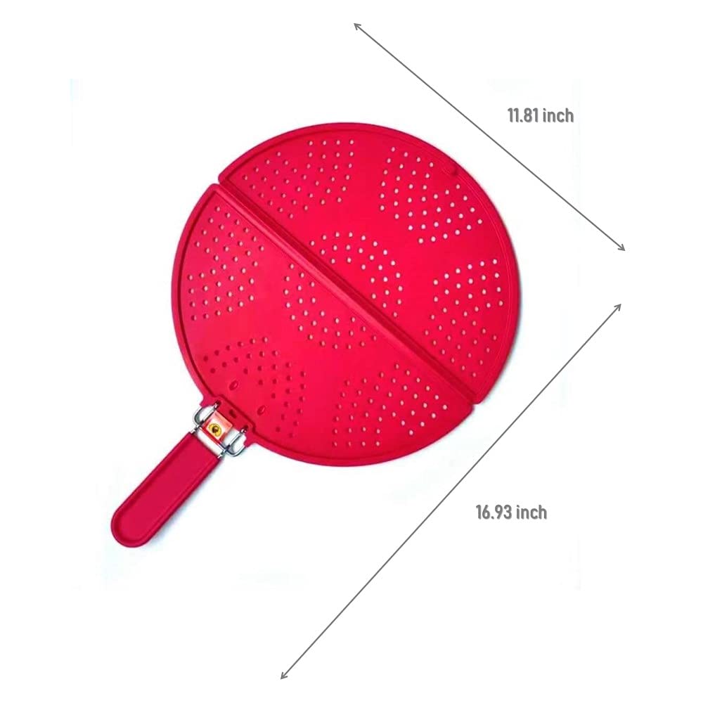 Ez Kitchen Foldable Splatter Screen Strainer, Silicone Splatter Screen With Folding Handle, Splatter Screen For Frying Pan 11 3/