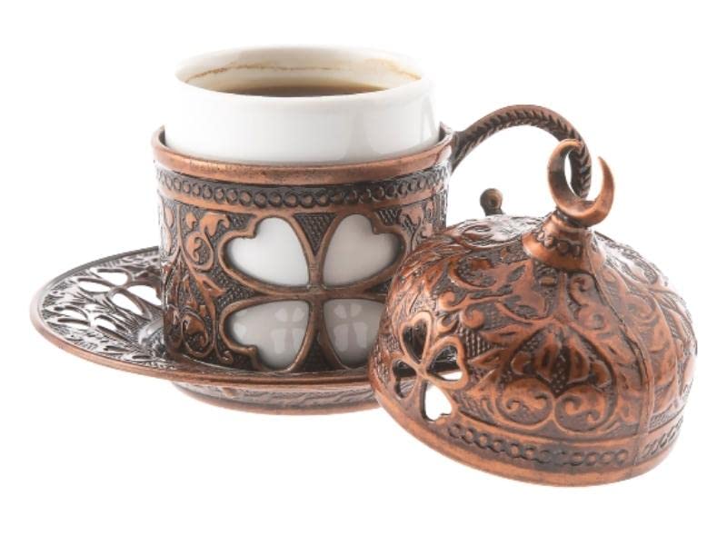 Lamodahome Turkish Coffee Cup Set With Saucer, Lid, And Chocolate Bowl, Porcelain Arabic, Greek, Espresso Cups For Coffee Lovers