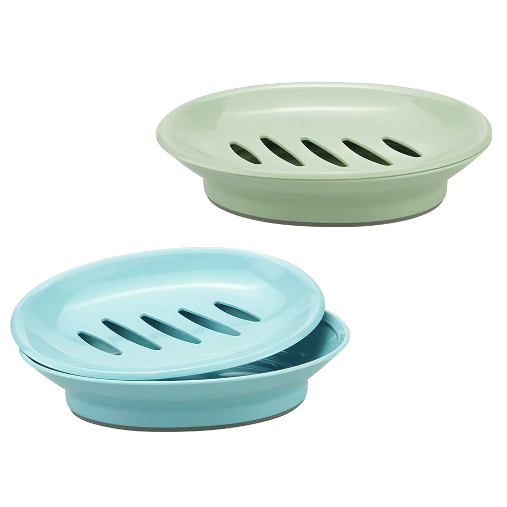 Tcotbe 2 Pack Soap Dishes,Removable Soap Drainers Plastic Soap Holder,Plastic Simple Double Compartment Drain Soap Box,Soap Save