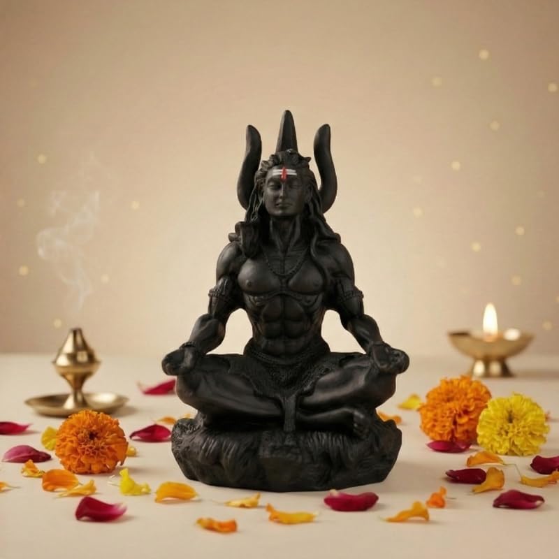 Vama Siddh Mahadev Murti | Shiva Idol For Car Dashboard, 8.89 Cm Height, Black, 3D Printed, Uv Resin | Shiv Murti | Lord Shiva I