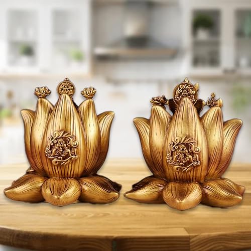 A&S Ventures Laxmi Ganesh Statue Polyresin Laxmi Ganesh For Diwali Poojan Home Tample Mandir Pooja Ghar Hindu Deity Idols (Golde