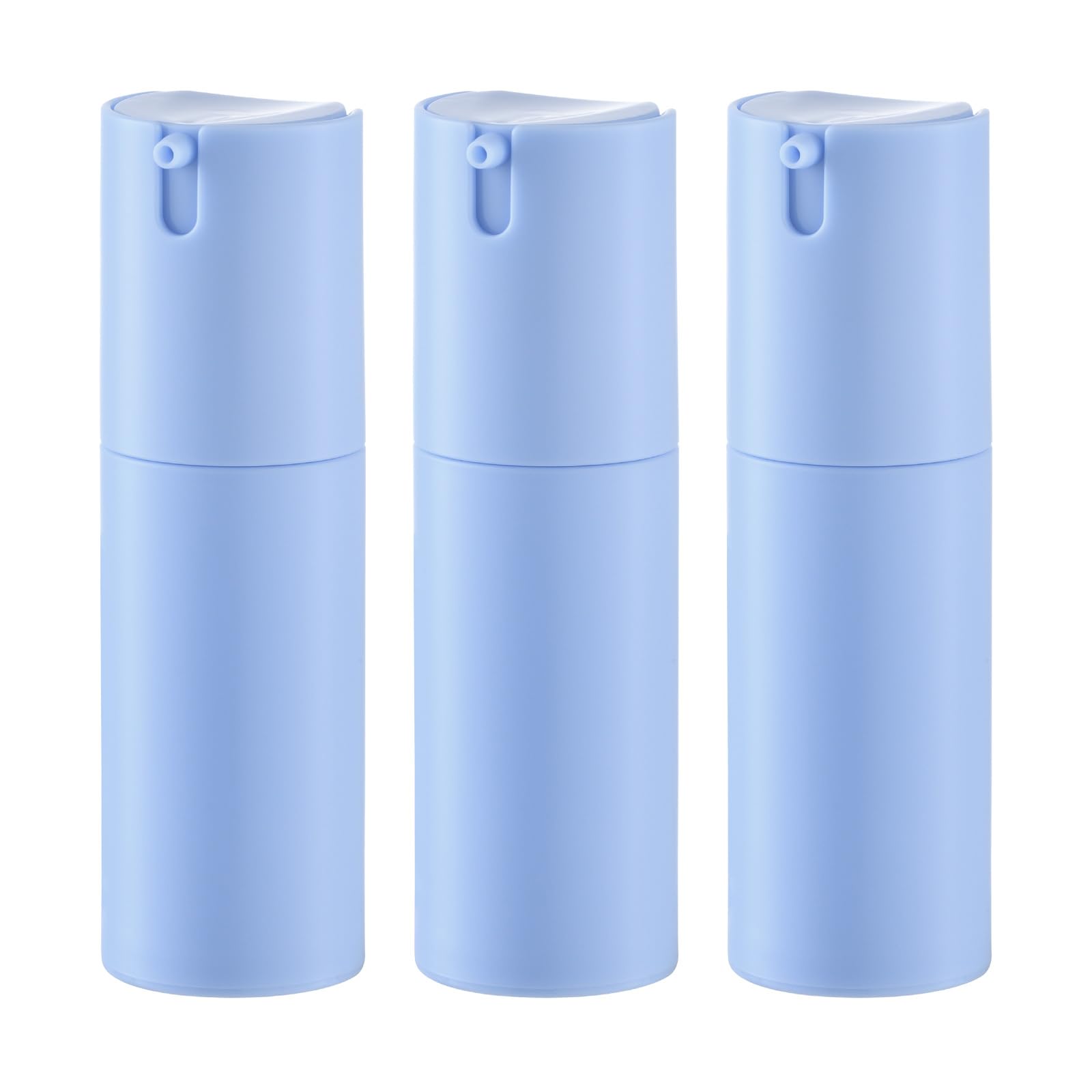 Lulupack 1 Oz Airless Pump Bottles, Travel Lotion Container, Skincare Containers For Moisturizer (Plastic, Matte Blue, 3Pcs)