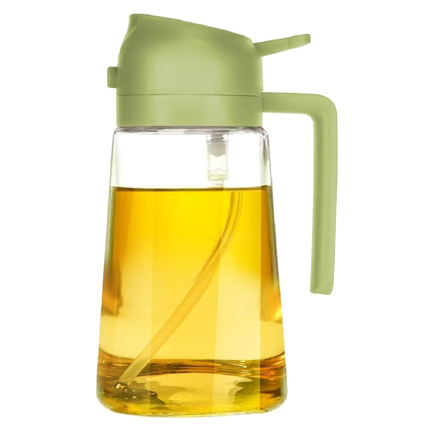 Vinzesta Enterprises 2In1 Glass Oil Dispenser Bottle With Spray And Pour Function, Leakproof, For Cooking (Green)
