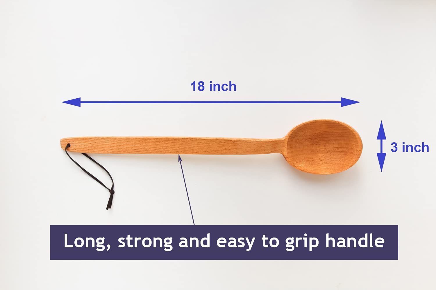 Ecosall Heavy Duty Large Wooden Spoon 18-Inch, Long Handle Cooking Spoon With A Scoop. Nonstick Big Spoon For Stirring, Mixing C