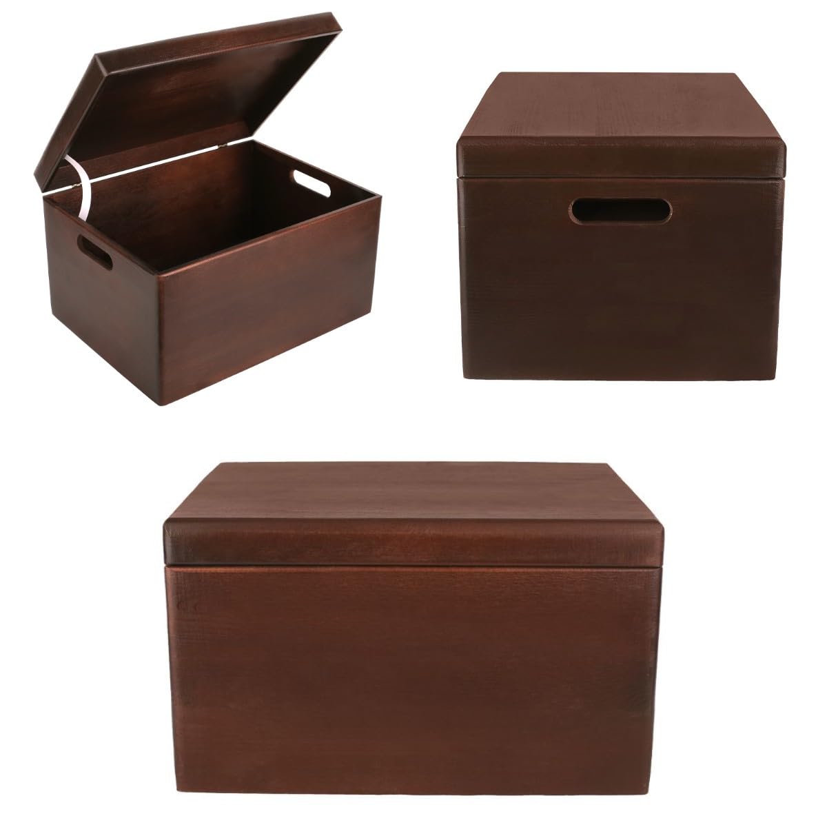 Creative Deco Large Brown Wooden Box Storage with Hinged Lid | 15.8 x 11.8 x 9.44 inches (+-0.5) | Gift Box Storage Document | W