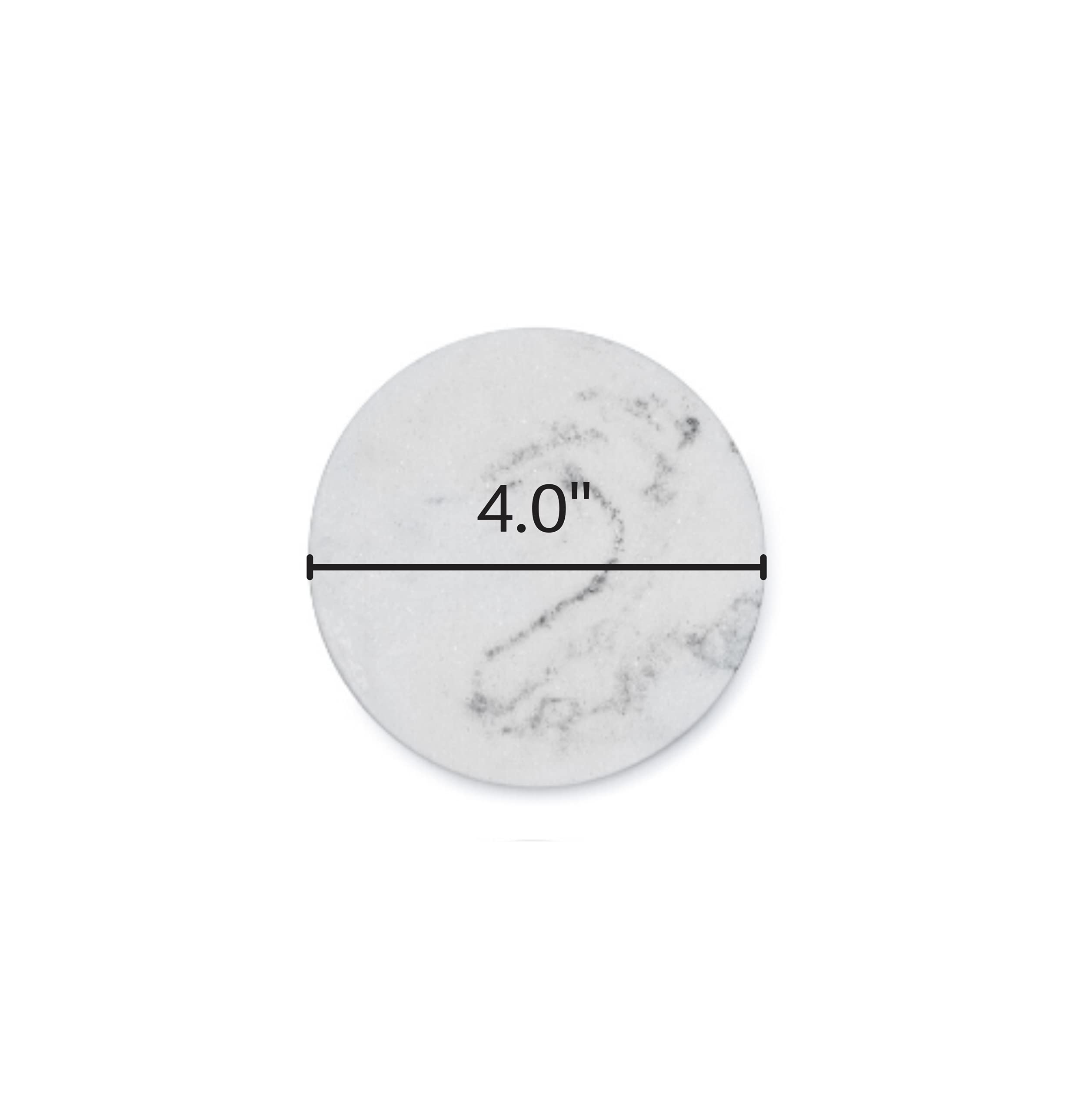 Essentra Home Set Of 6 White Marble Coasters For Drinks, Soft Felt Bottom Protects Your Furniture From Scratches, Absorbent 4 In