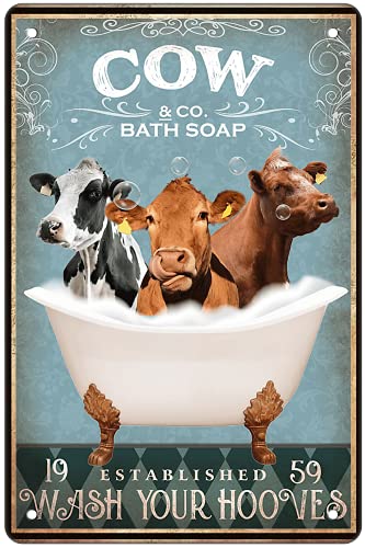 Funny Cow Decor Bathroom Decor Bathtub Decor Cow Accessories Farm Decor Cow Signs Wall Art Poster Retro Poster Bar Home Bathroom