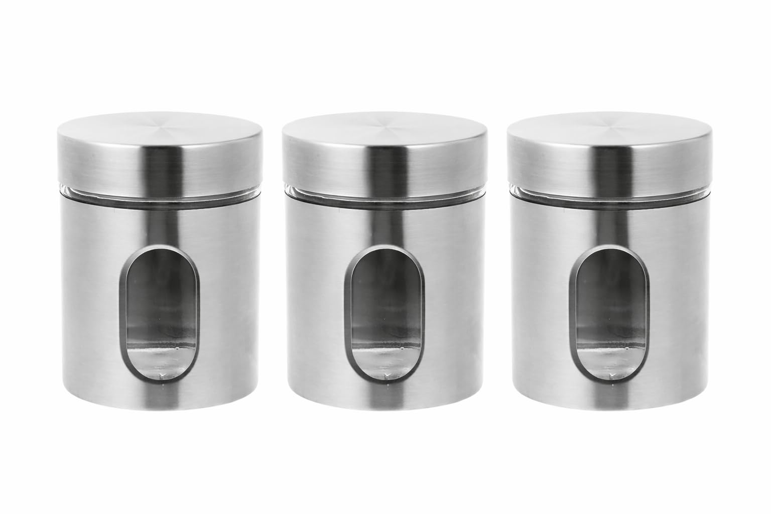 Abster 350 Ml Stainless Steel Storage Jar With Transparent Window And Lid  Kitchen Food Container (3 Pcs)