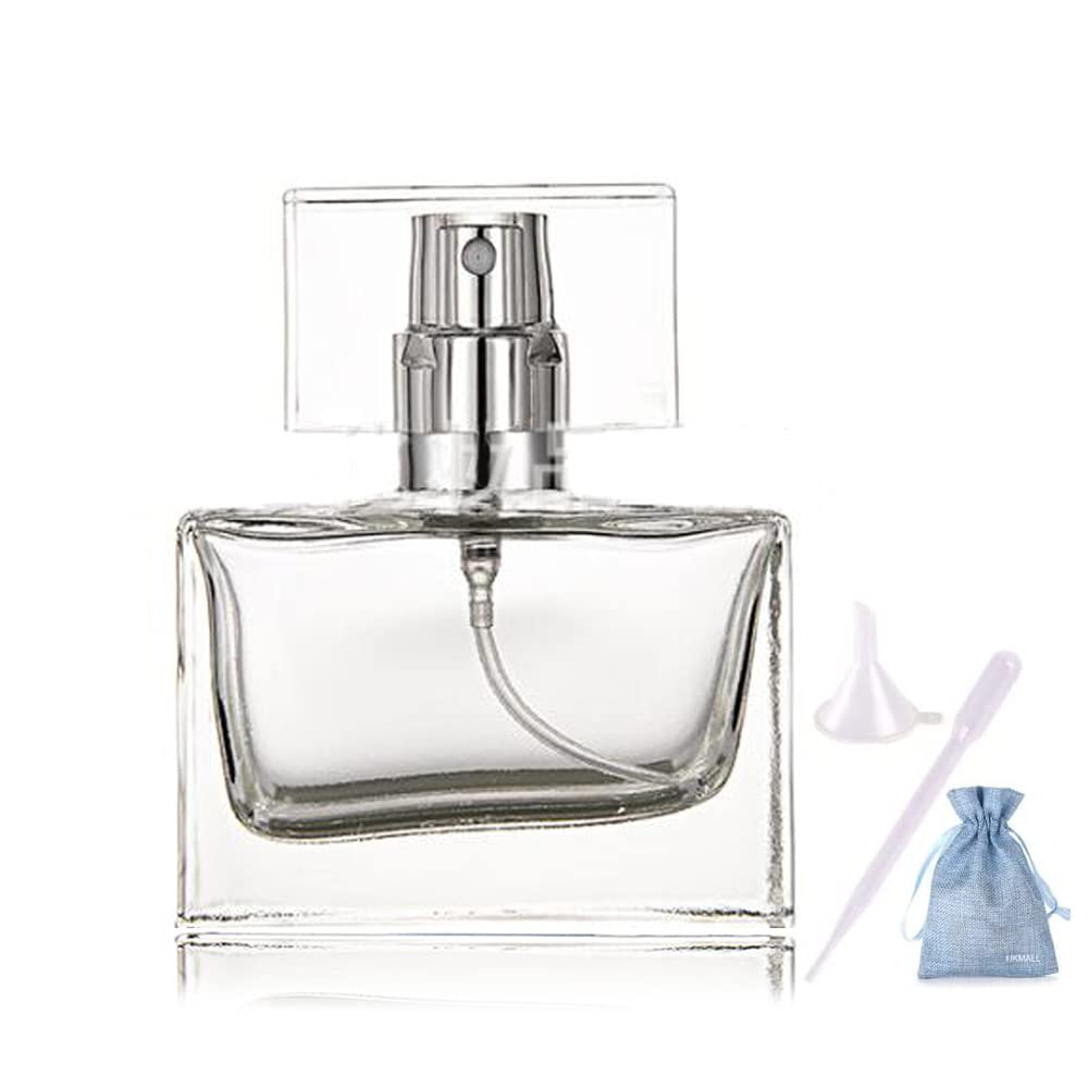 Jjkmall- 1Pcs 30Ml / 1 Oz. Clear Refillable Perfume Bottle, Portable Square Empty Glass Perfume Atomizer Bottle With Spray 1Pc F