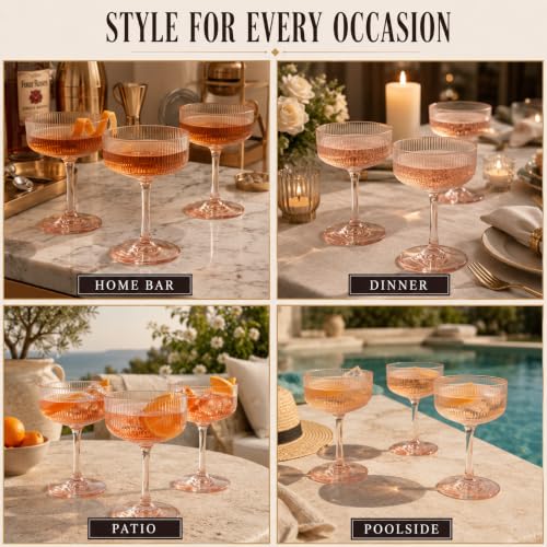 Madrid Acrylic Champagne Coupe Cocktail Glassware, Set of 6