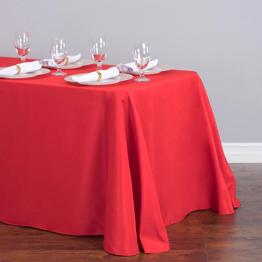 Ltc Linens 10-Pack Bulk Rectangular Tablecloths 90 In X 132 In With Rounded Corners - Red Table Cloths For 6 Ft Rectangle Tables