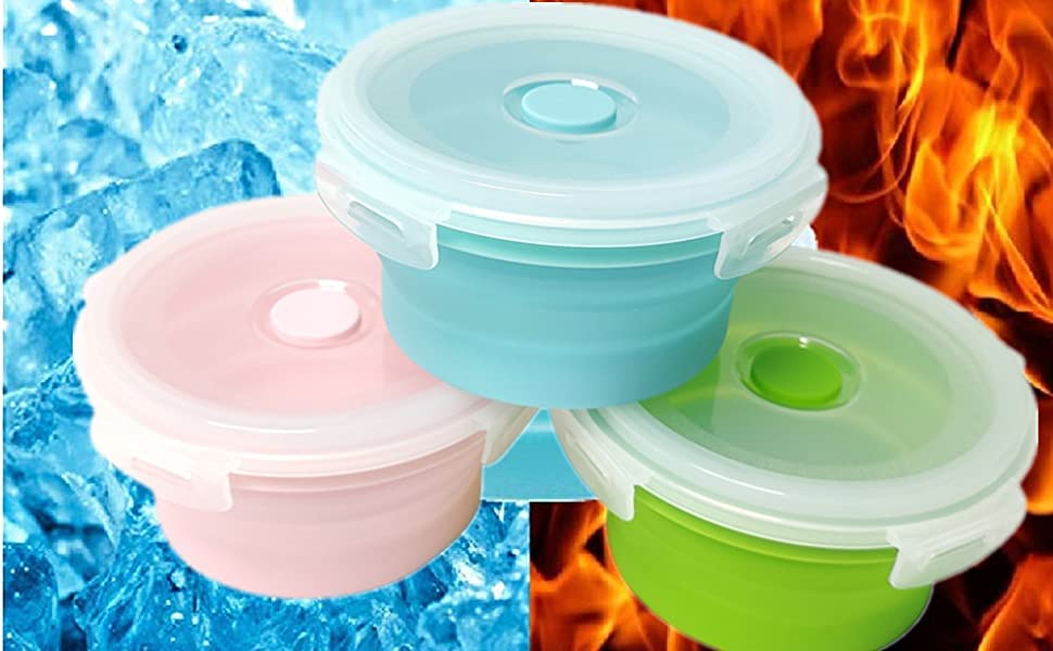Trrcylp 3Pack Collapsible Silicone Food Storage Containers With Lid 40Oz Foldable Lunch Bowl For Microwave Freezer Dishwasher Sa