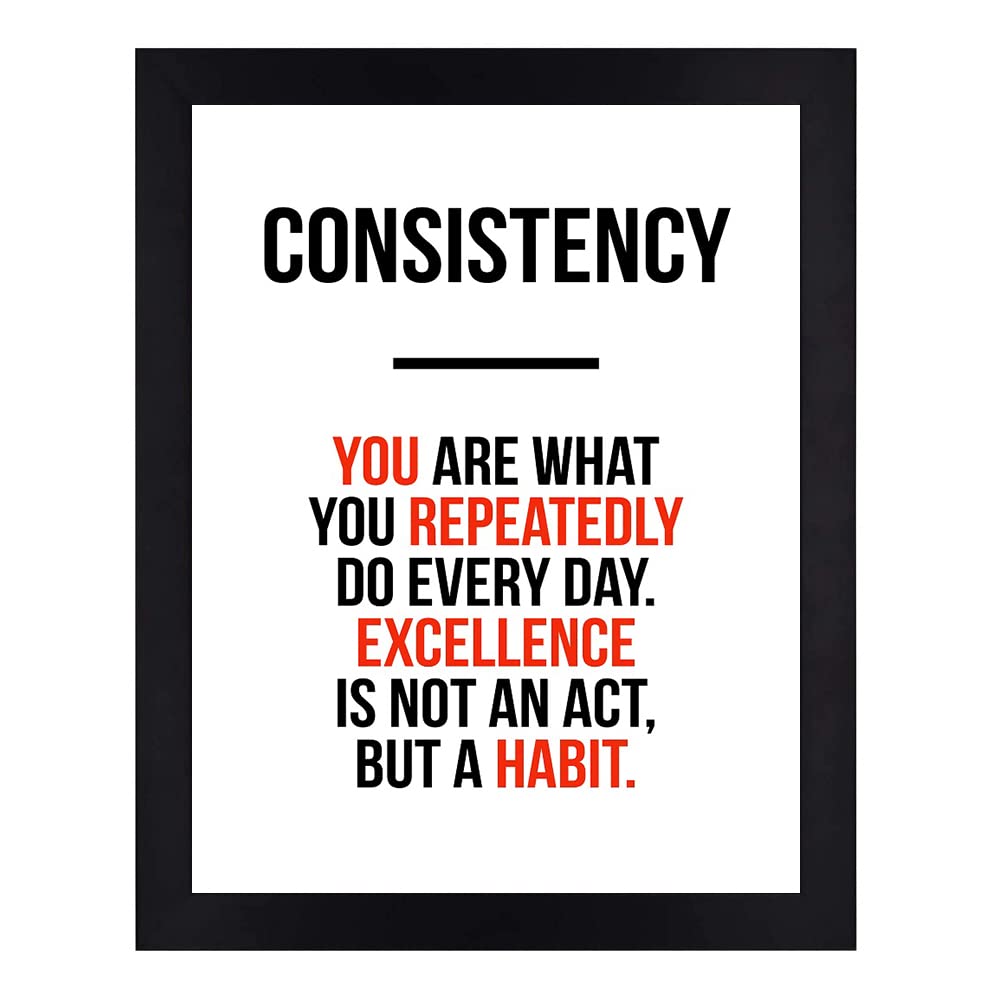 Interio Crafts Consistency Motivational Framed Poster, Inspirational Quotes For Home, Office Decor, Synthetic Wood, Black Frame 