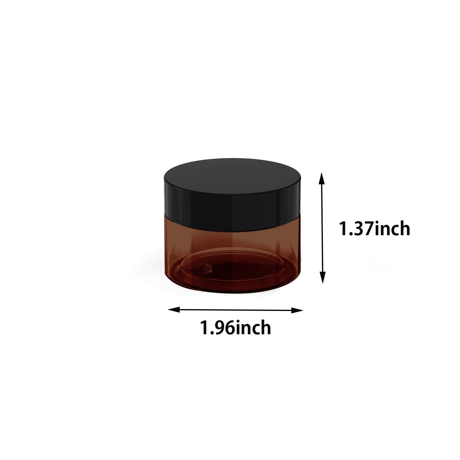 1 Oz Amber Plastic Cosmetic Jars Leak Proof Container With Black Lid For Cream, Lotion, Powder, Ointment, Beauty Products Etc, 1