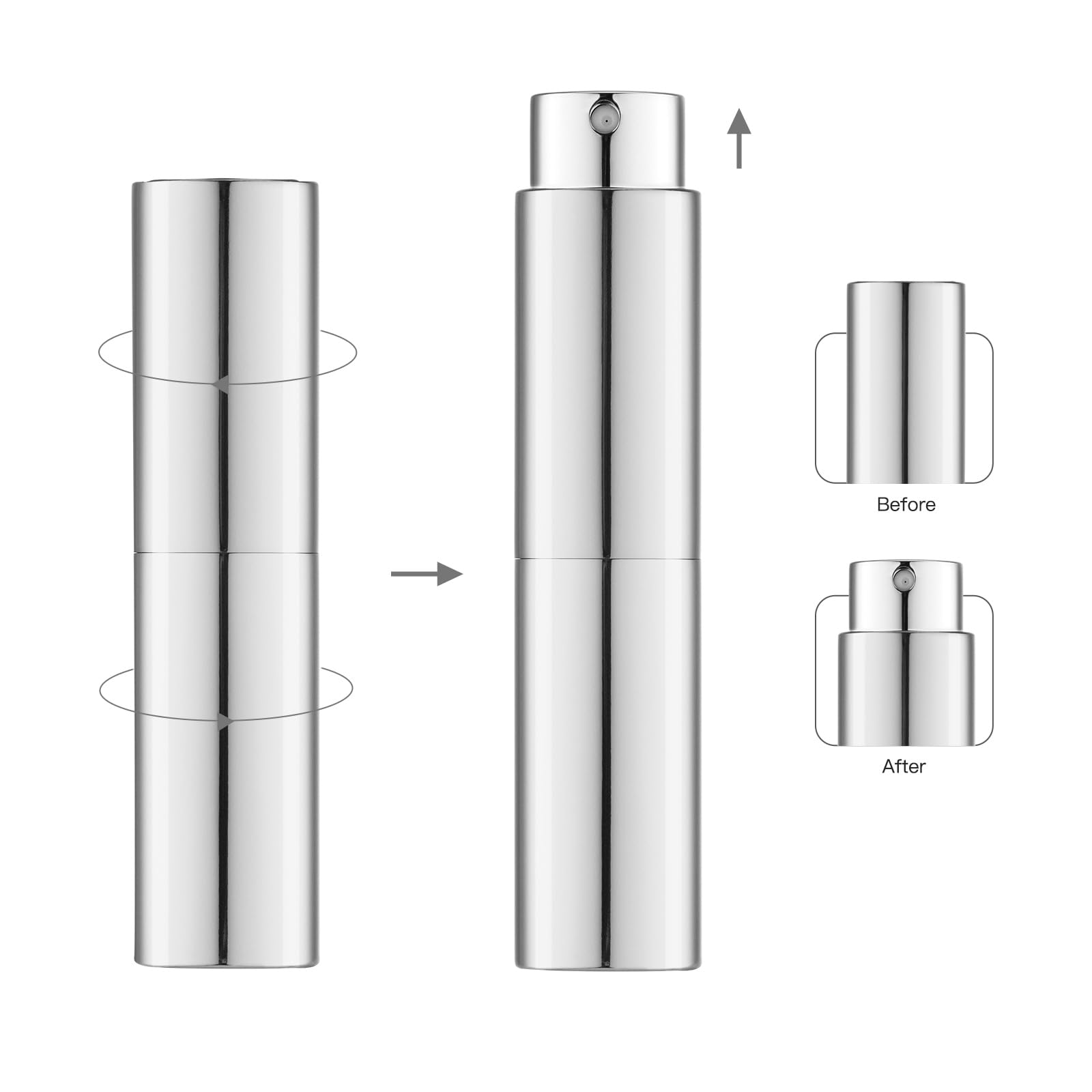 Lisapack 8Ml Atomizer Perfume Spray Bottle For Travel (2 Pack), Empty Cologne Dispenser, Portable Sprayer (Glossy Blue&Silver)